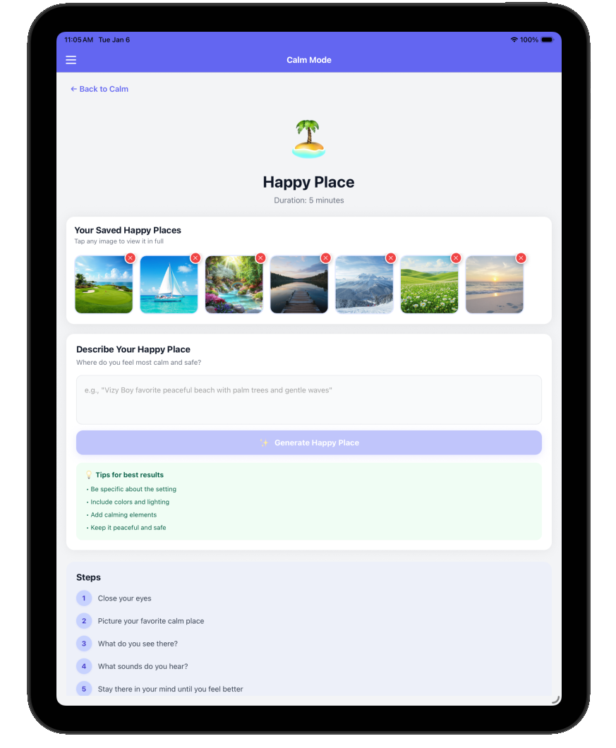 Visual transition support for staying regulated
